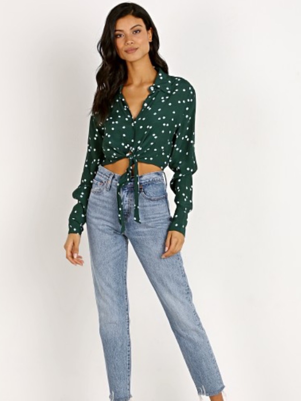 Faithfull the Brand Beau Rivage Top Linnea Polka Dot Green Size 4